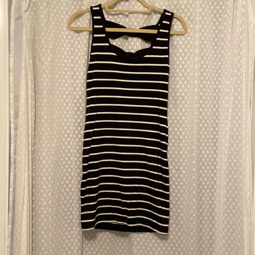 Black and white striped body con dress